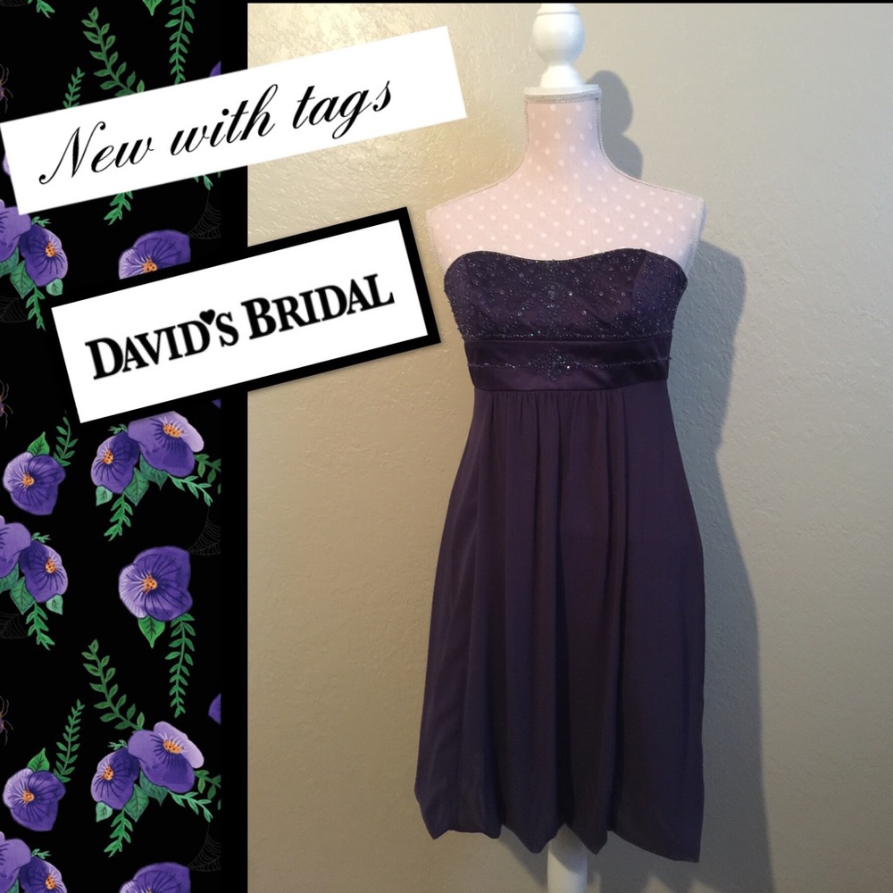 💜NEW With Tags Plum Strapless Beaded Dress💜